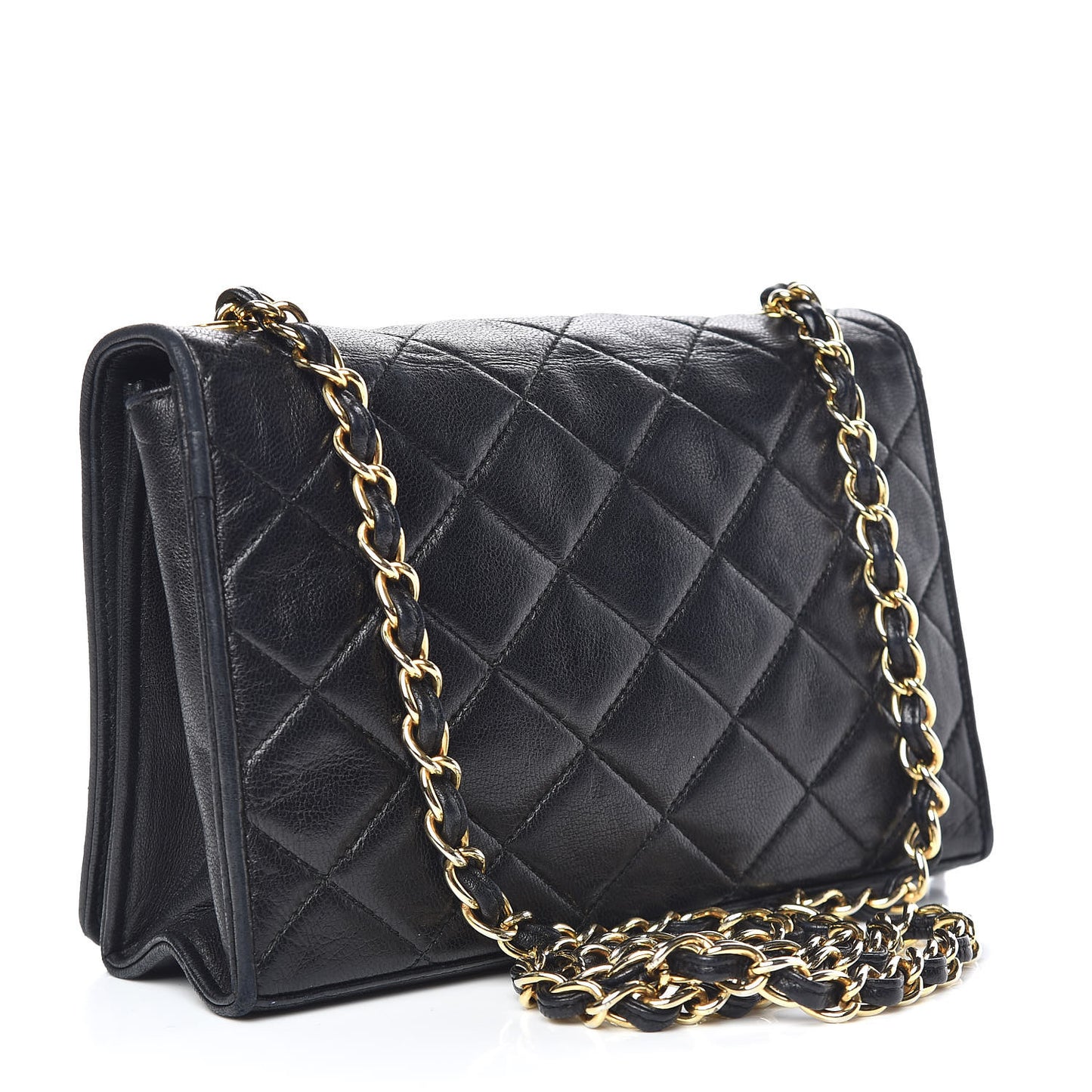 Lambskin Quilted Small Tassel Single Flap Black