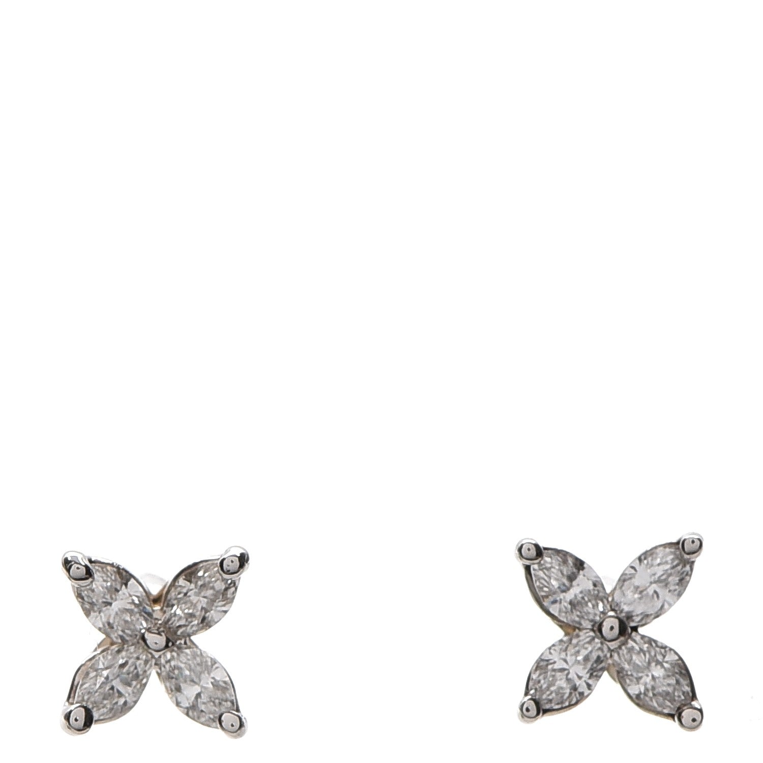 Tiffany Platinum Diamond .64ct Small Victoria Earrings 1 of 6