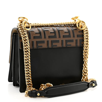 Fendi Vitello Liberty Bi-Color FF 1974 Embossed Small Kan I Shoulder Bag Black Maya 3 of 10