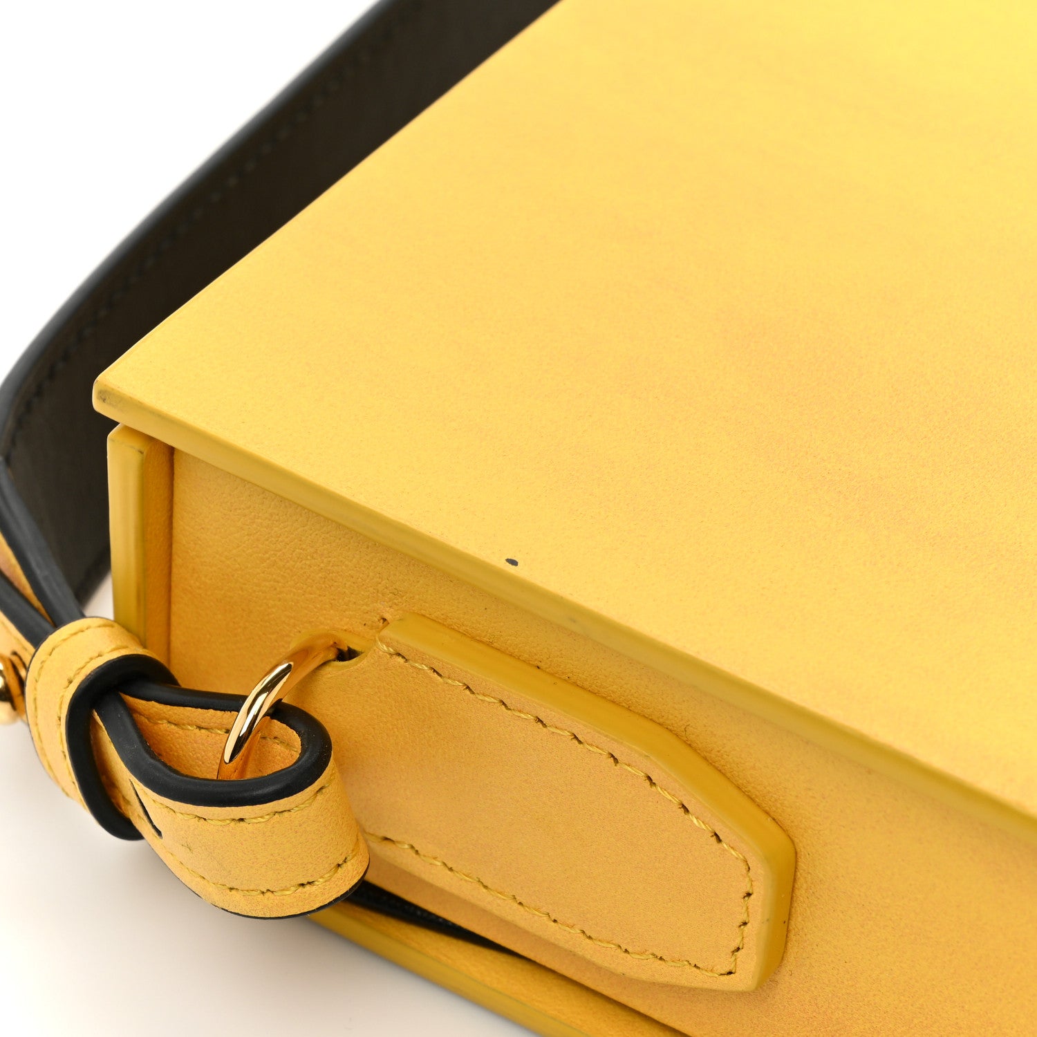 Fendi Vitello Fluffy Logo Horizontal Box Crossbody Bag Yellow Box