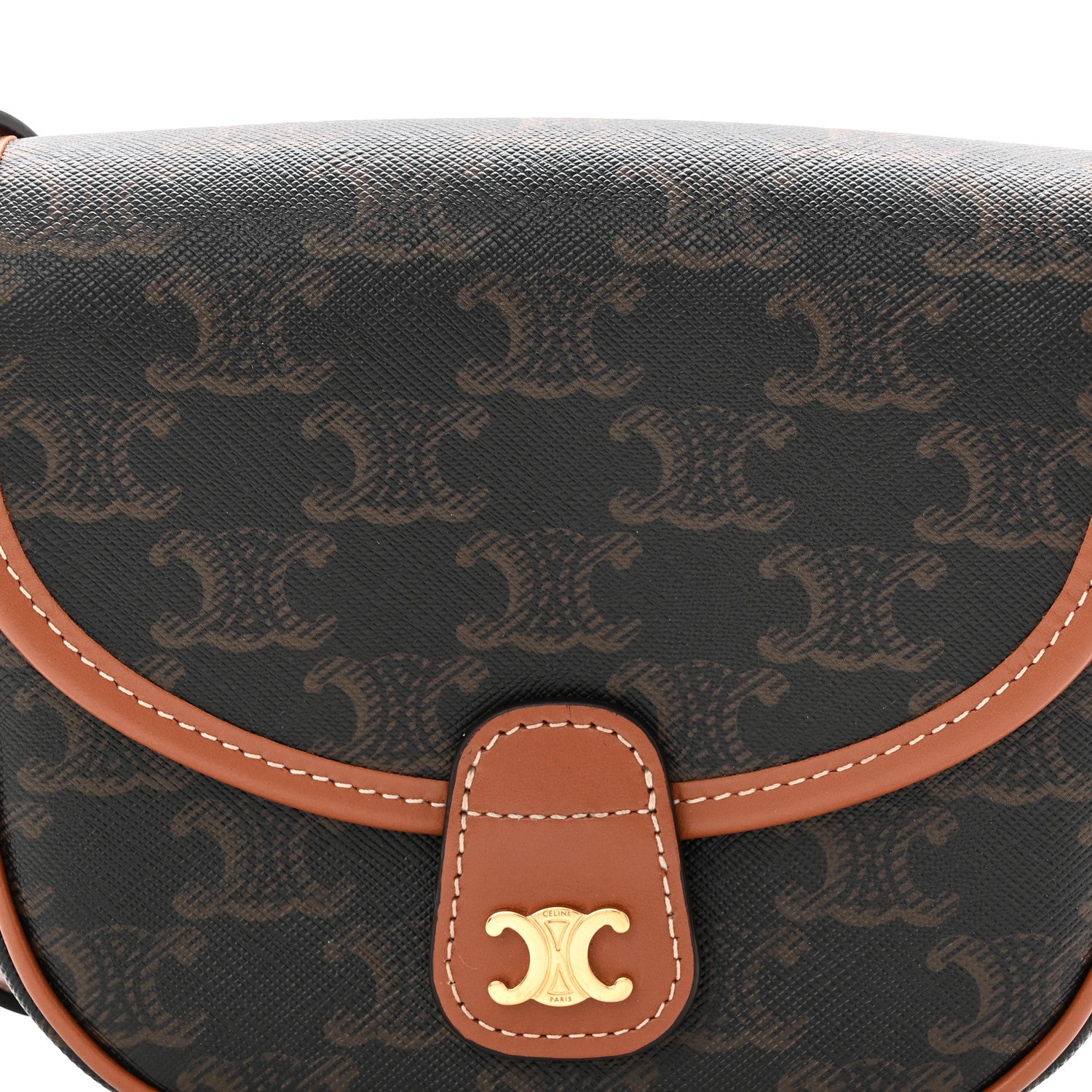 Celine Canvas Calfskin Triomphe Mini Besace Tan 8 of 11