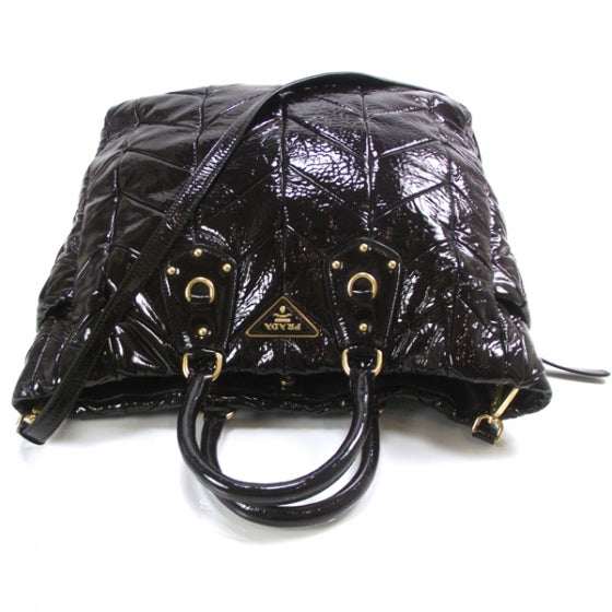 Vernice Chevron Tote Indaco