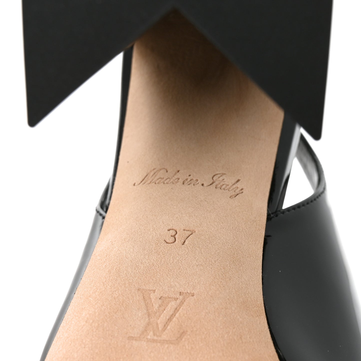 Patent Calfskin Shake Slingback Pumps 37 Black