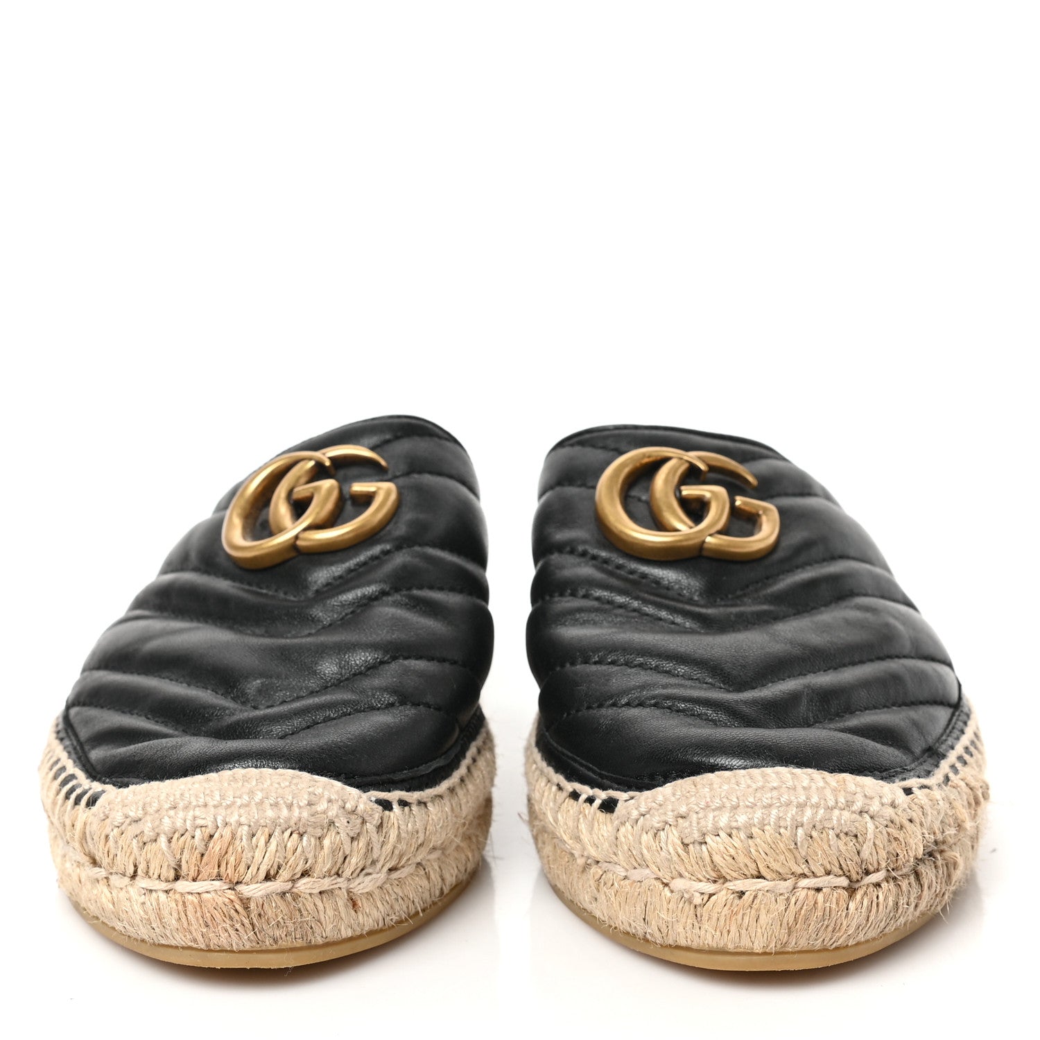 Gucci Nappa Matelasse GG Marmont Espadrille Slippers 37.5 Black 2 of 8