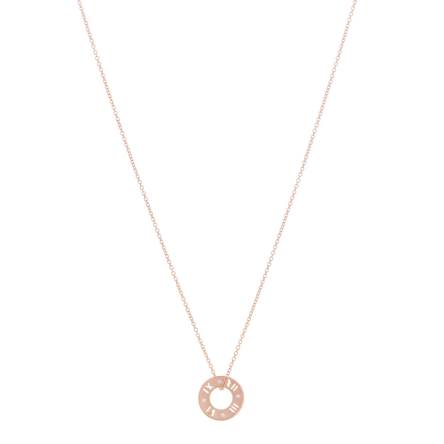 Tiffany 18K Rose Gold Diamond Atlas Pierced Pendant Necklace 1 of 7