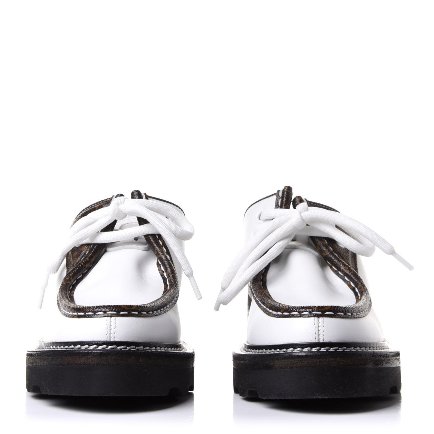 Calfskin Monogram Beaubourg Open Back Platform Derby Shoes 36.5 White