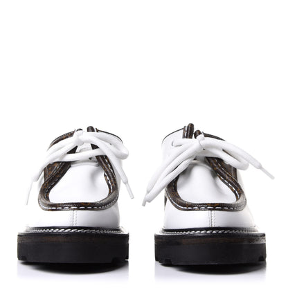 Louis Vuitton Calfskin Monogram Beaubourg Open Back Platform Derby Shoes 36.5 White 2 of 9
