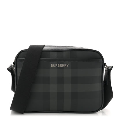 Burberry Coated Canvas Calfskin Check Muswell Bag Charcoal 1 of 11