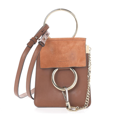 Chloe Suede Calfskin Mini Faye Bracelet Bag Tobacco 1 of 6