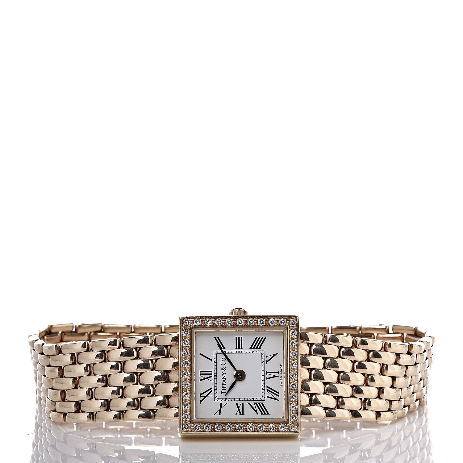Tiffany 14K Yellow Gold Diamond Bezel 19mm Quartz Watch 3 of 6