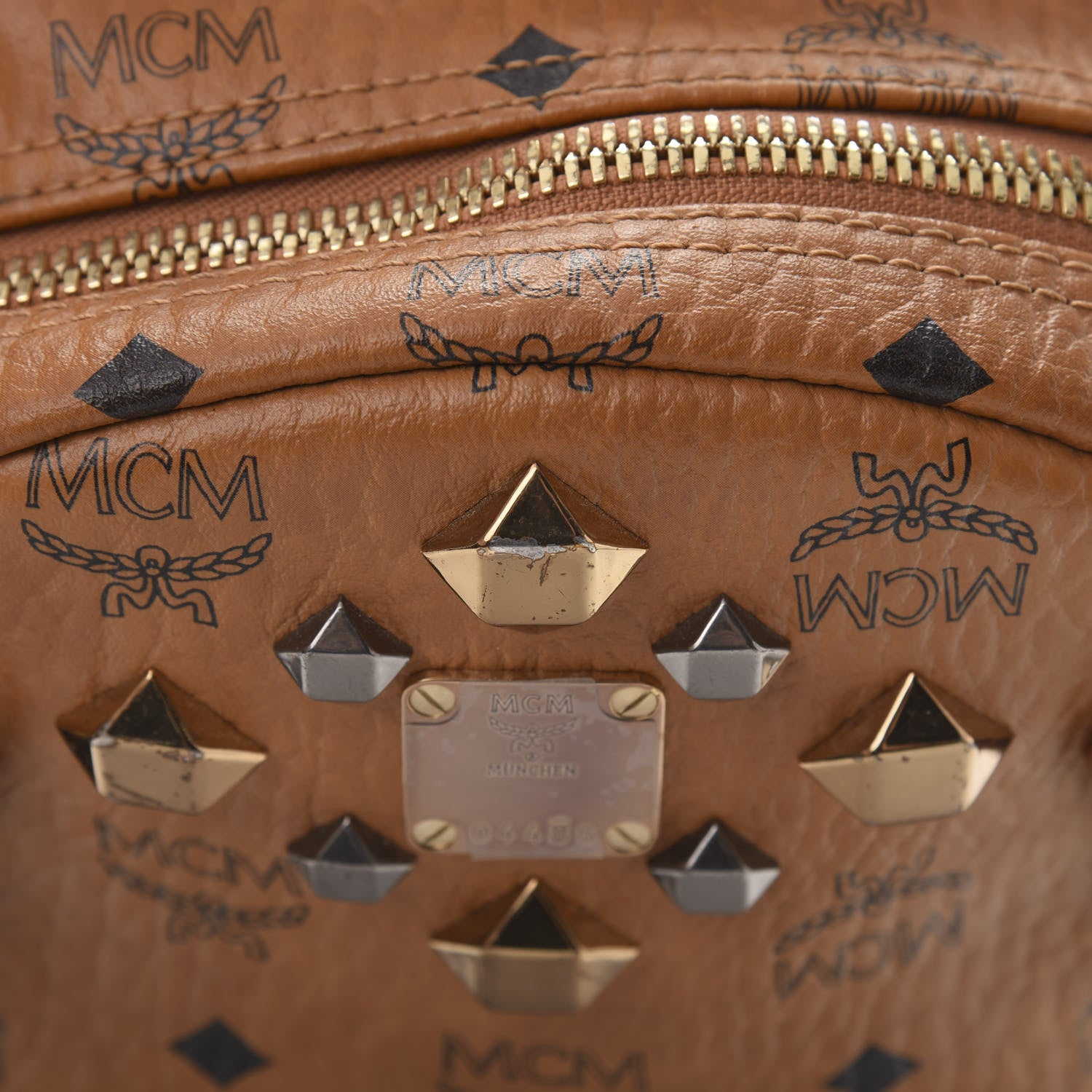 MCM Visetos Studded Small Dual Stark Backpack Cognac 12 of 14