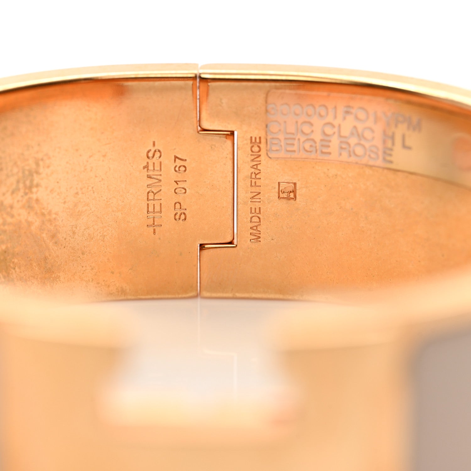 Hermes Enamel Wide Clic Clac H Bracelet PM Beige Rose 4 of 5