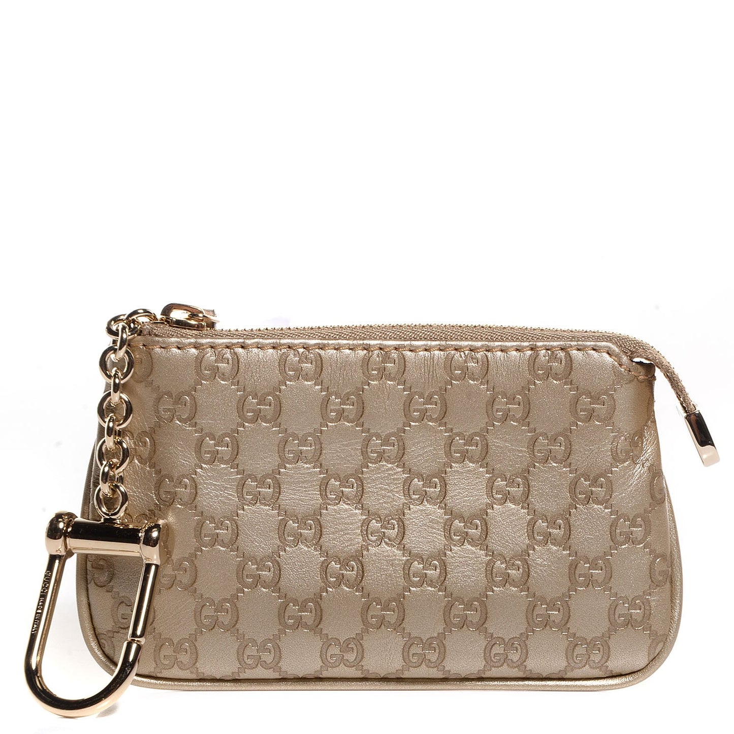 Metallic Microguccissima Key Case Golden Beige