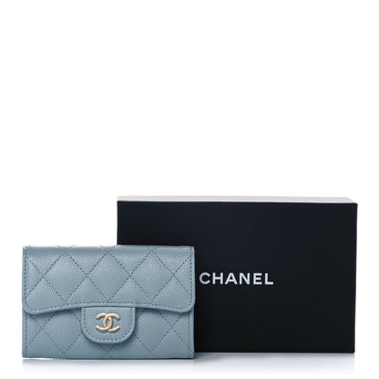 Chanel Caviar Quilted Flap Card Holder Wallet Light Blue 12 of 12