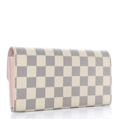 Louis Vuitton Damier Azur Emilie Wallet Rose Ballerine 3 of 9
