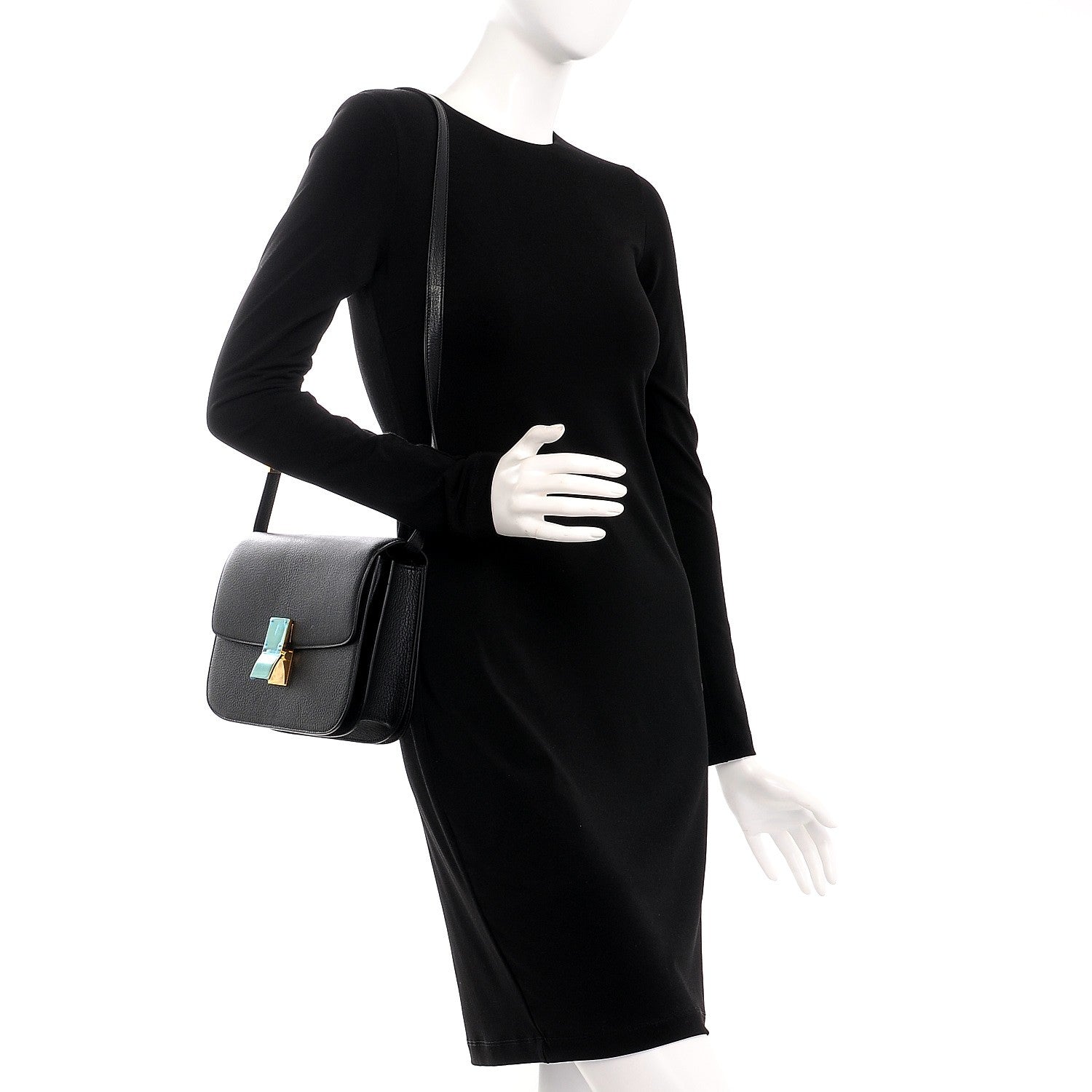 Celine Goatskin Medium Classic Box Flap Bag Black 2 of 7