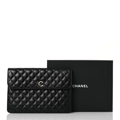 Chanel Lambskin Enamel Quilted Document Portfolio Holder Black 13 of 13