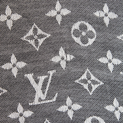 Louis Vuitton Wool Silk Monogram Denim Shawl Black 7 of 8