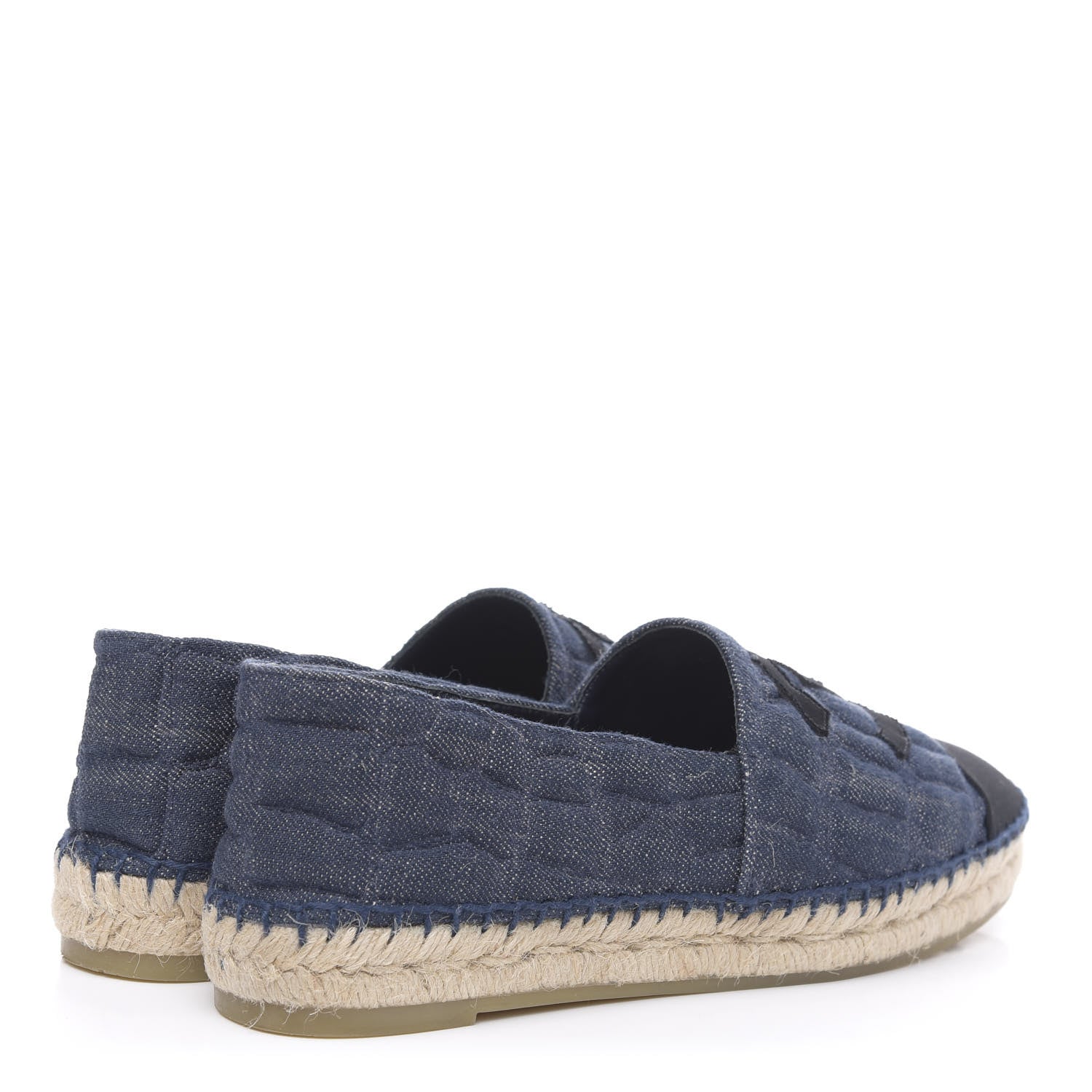 Chanel Denim Toile Embossed CC Espadrilles 39 Navy Black 4 of 10