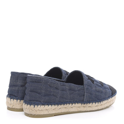 Chanel Denim Toile Embossed CC Espadrilles 39 Navy Black 4 of 10