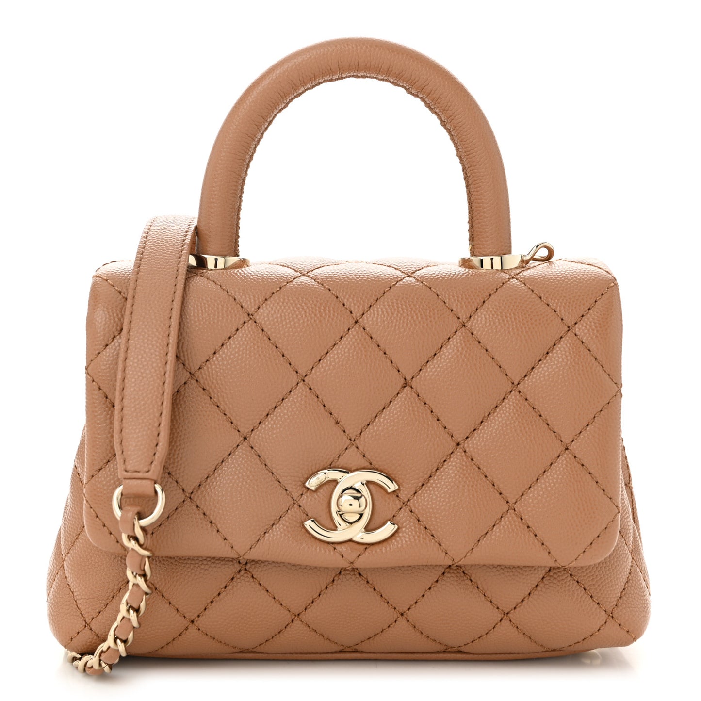 Caviar Quilted Extra Mini Coco Handle Flap Brown