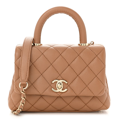 Chanel Caviar Quilted Extra Mini Coco Handle Flap Brown 1 of 10