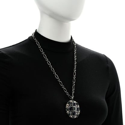 Chanel Gripoix Poured Glass Pearl CC Necklace Silver Blue Green White 2 of 5