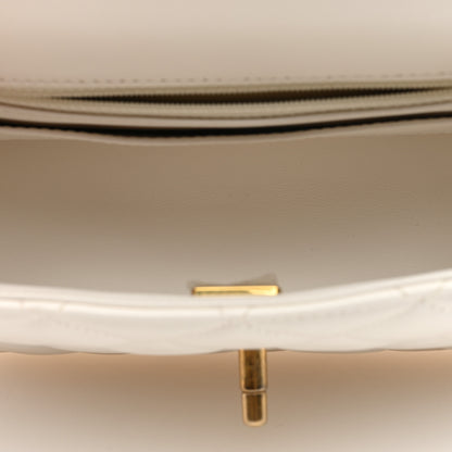 Chanel Shiny Lambskin Quilted Pearl Twist Mini Square Flap White 5 of 10