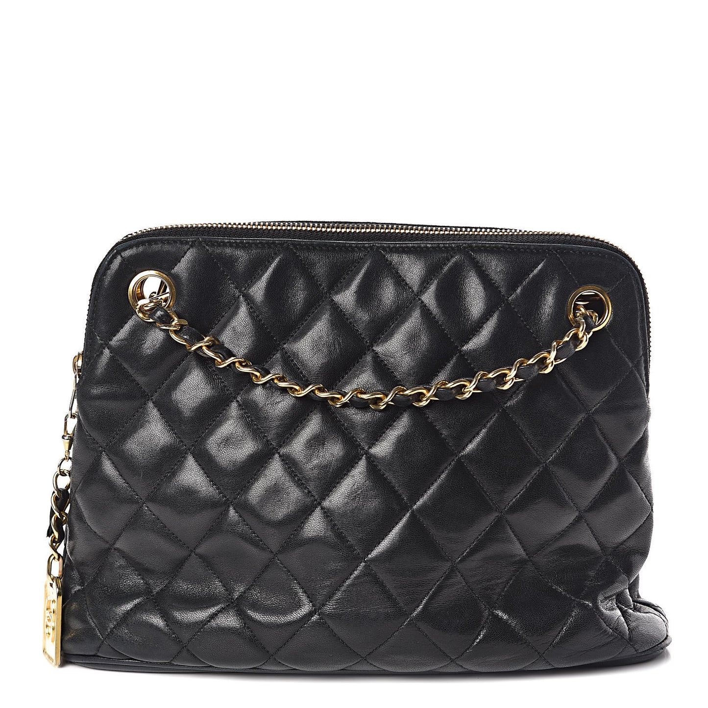 Lambskin Quilted Shoulder Bag Black