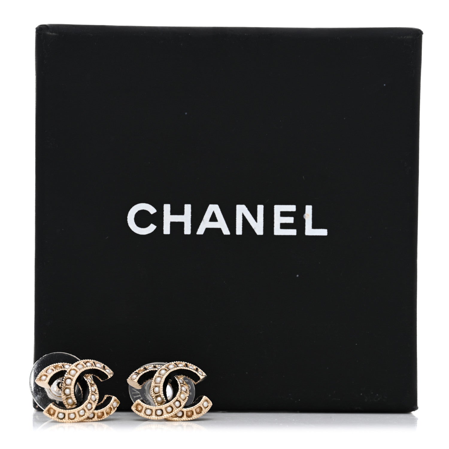 Chanel Metal Pearl Enamel CC Earrings Gold Black 5 of 5