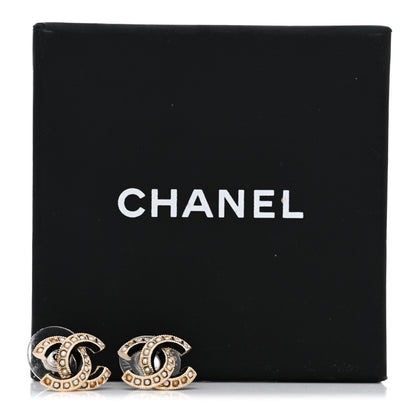 Chanel Metal Pearl Enamel CC Earrings Gold Black 5 of 5