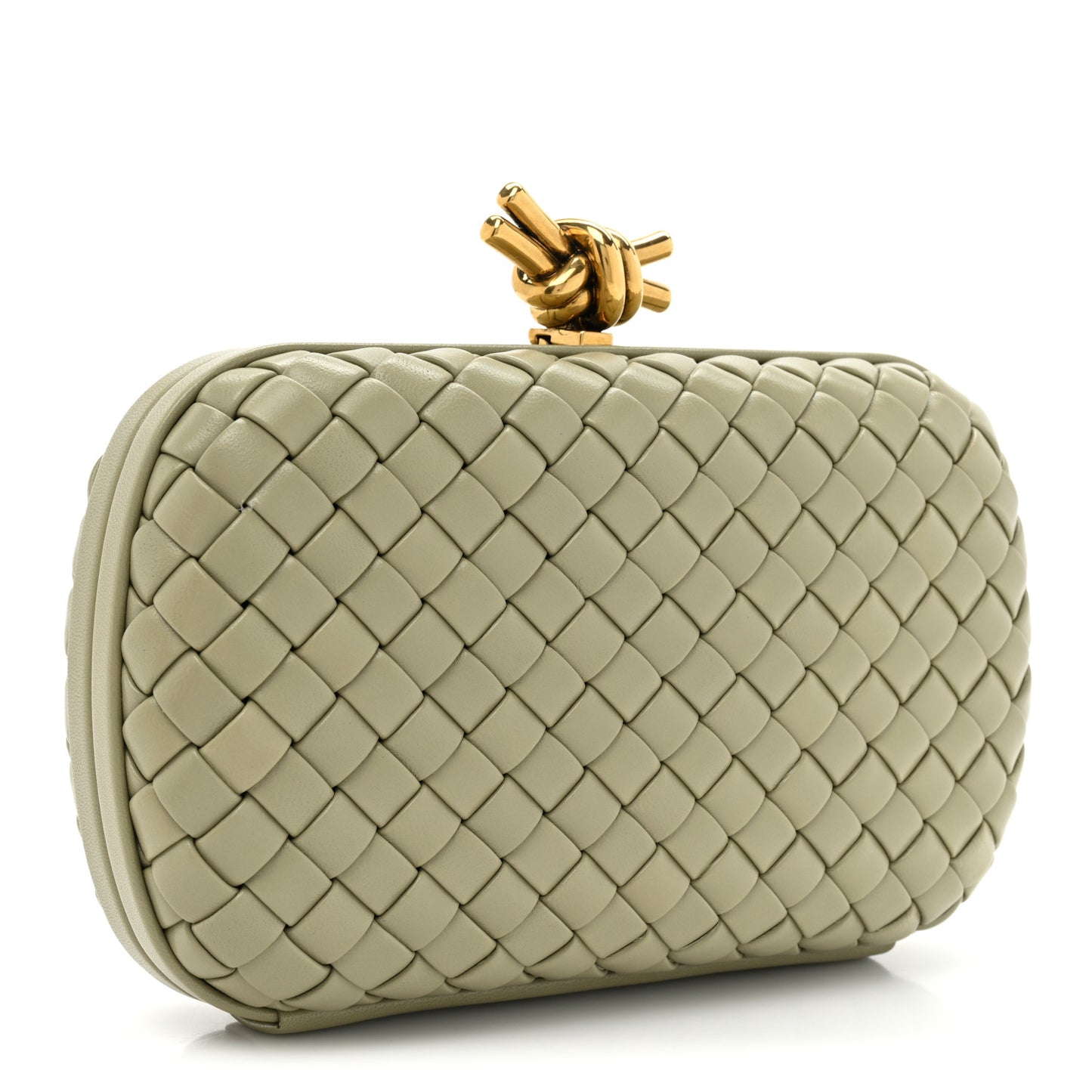 Nappa Intrecciato Minaudiere Knot Clutch Travertine