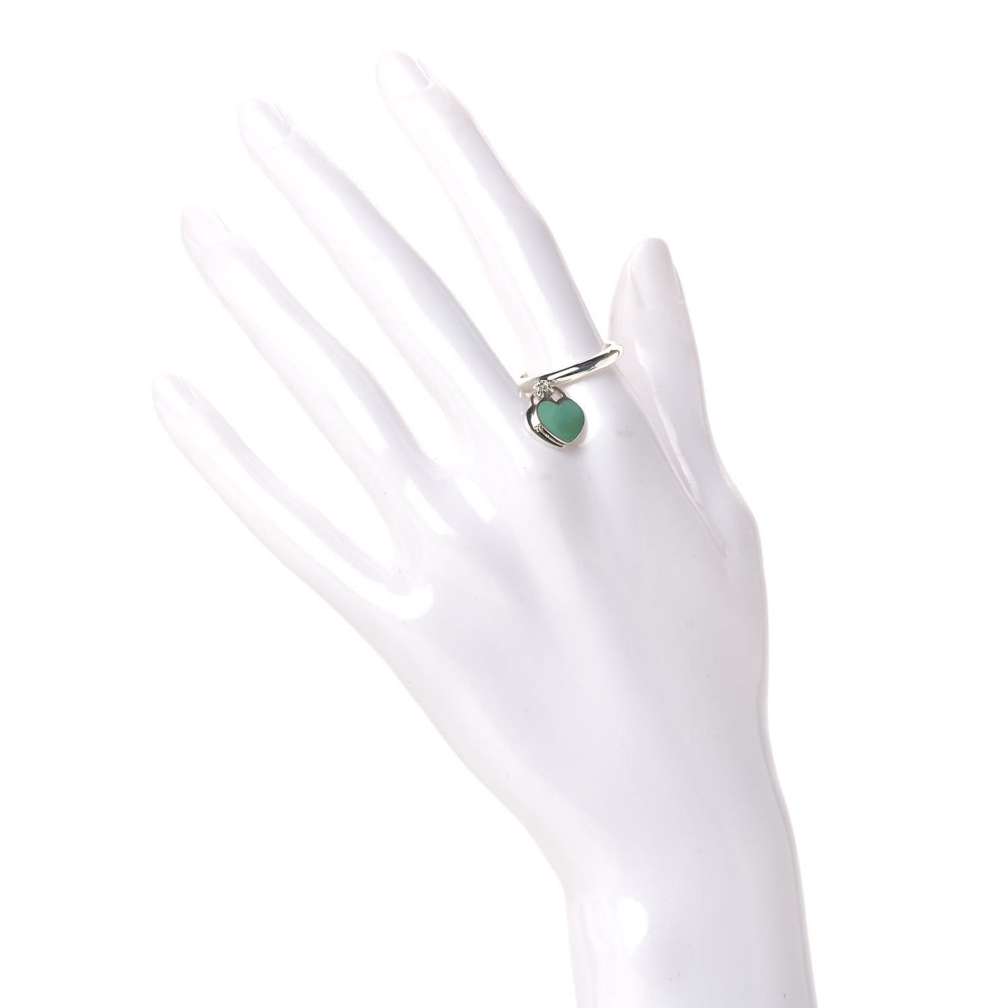 Sterling Silver Enamel Return to Tiffany Double Heart Ring Blue 56 7.5