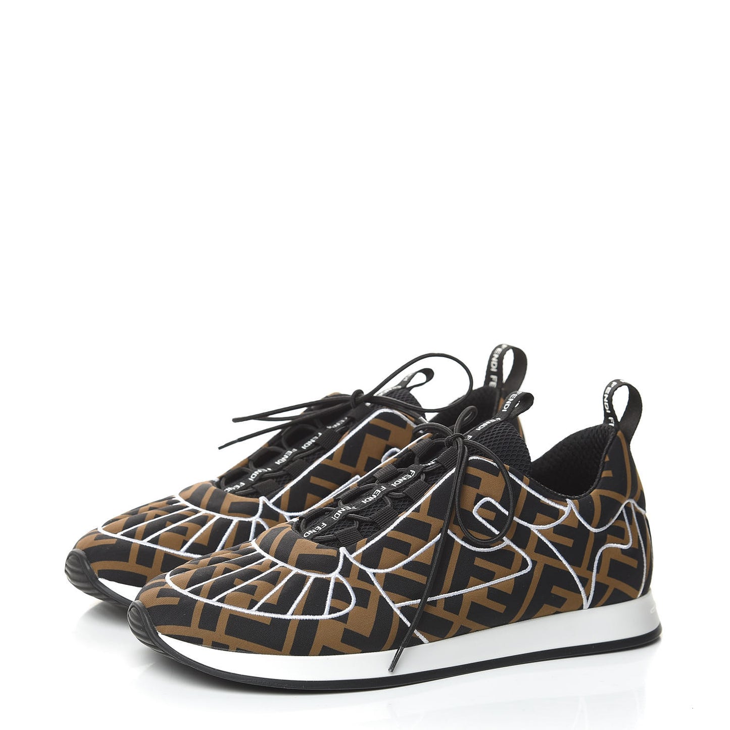 Stretch Fabric FFreedom Sneakers 37.5 Tobacco Black White