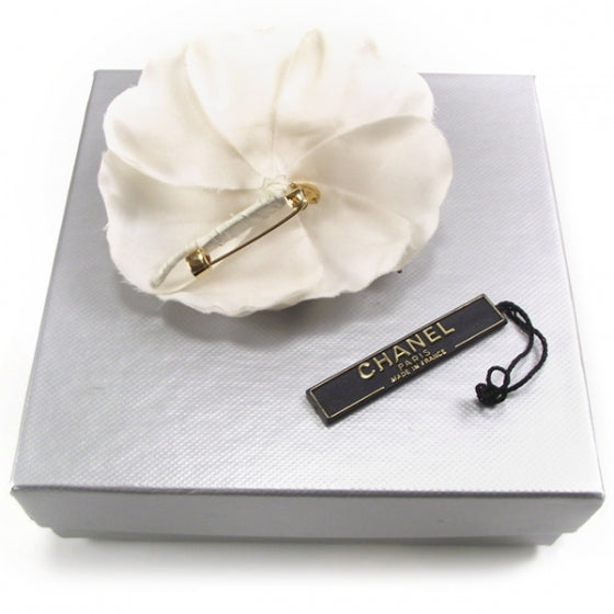 Chanel Silk Fabric Camelia Flower Pin White 2 of 4