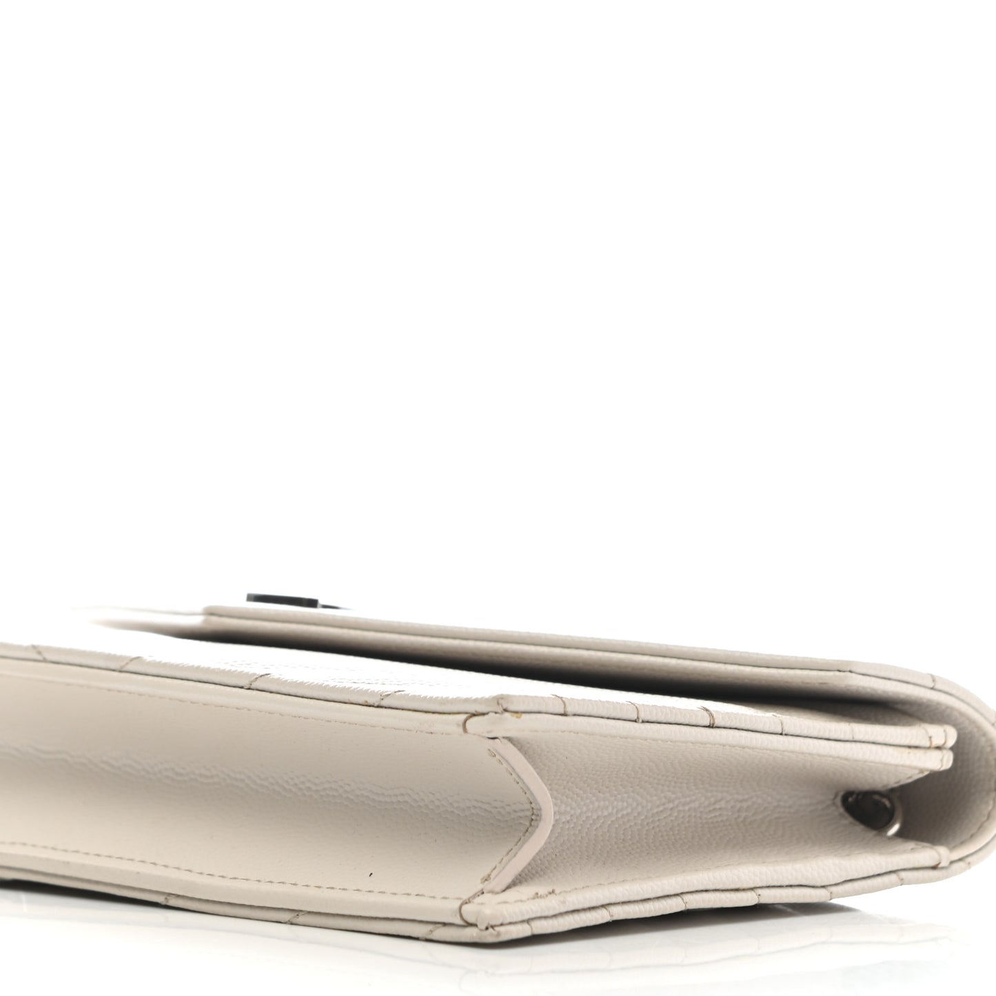 Grain De Poudre Matelasse Chevron Monogram Envelope Chain Wallet Optical White
