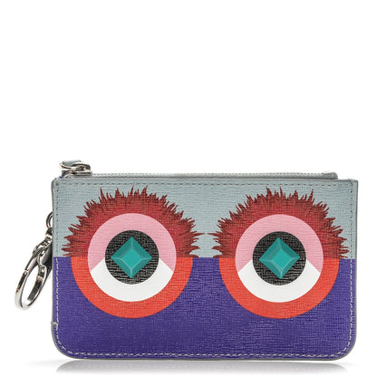 Fendi Vitello Elite Studded Hypnoteyes Coin Pouch Key Case Polvere Multicolor 1 of 6