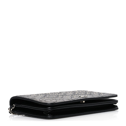 Chanel Lambskin Camellia Studded Wallet on Chain WOC Black 4 of 11