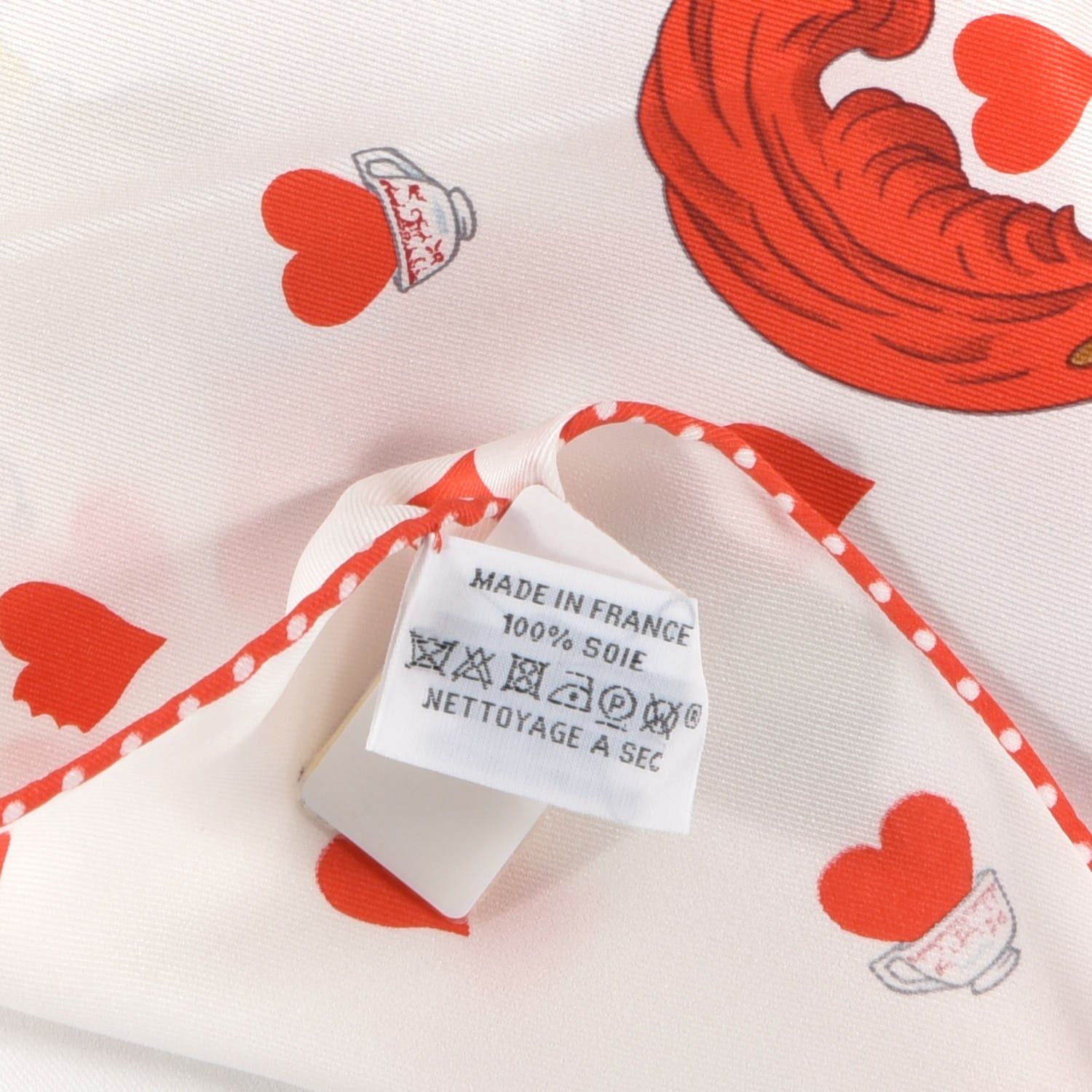 Hermes Silk Tea Time Scarf 70 White Framboise Rouge 6 of 6