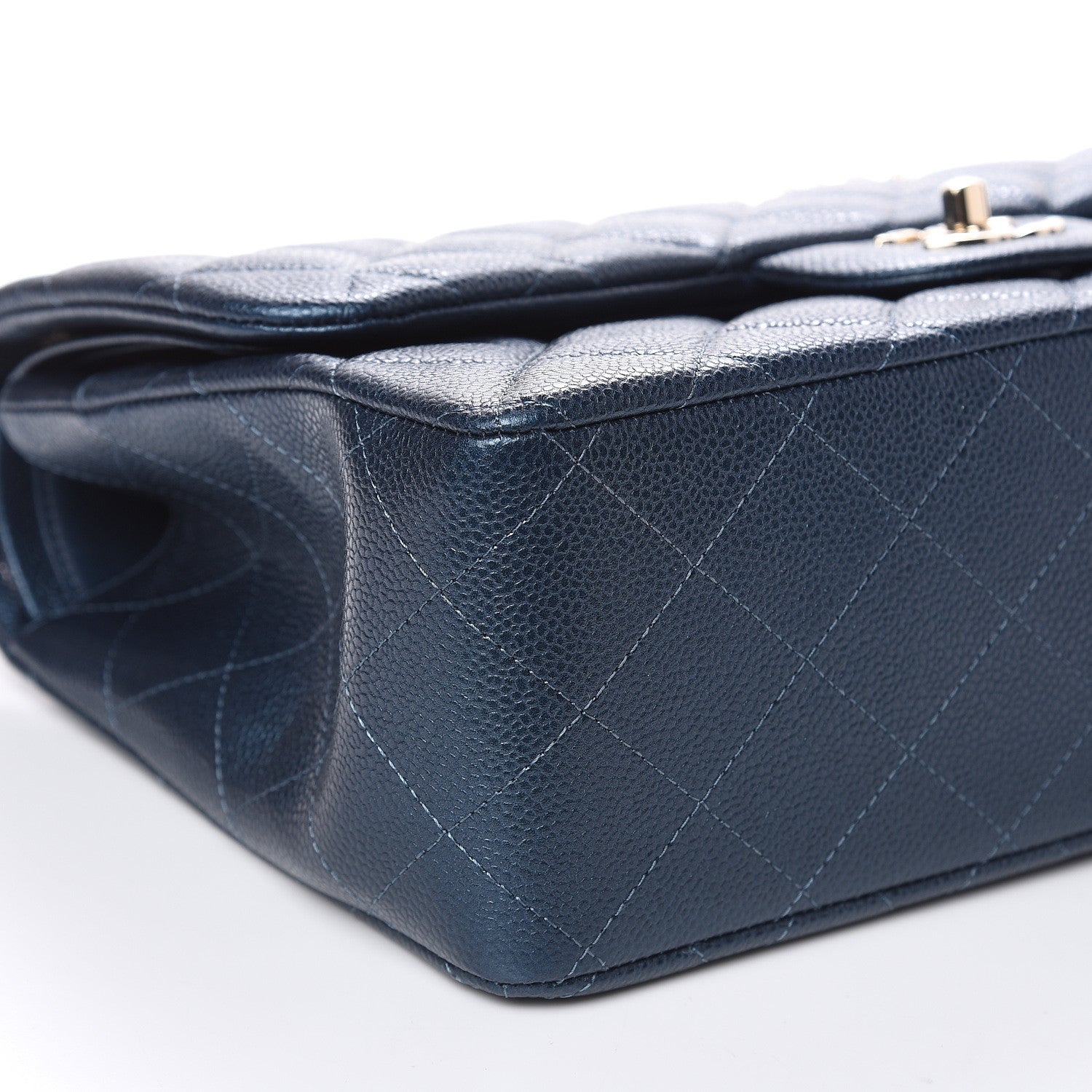 Chanel Iridescent Caviar Quilted Jumbo Double Flap Dark Blue 8 of 12