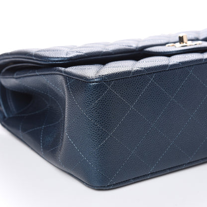 Chanel Iridescent Caviar Quilted Jumbo Double Flap Dark Blue 8 of 12