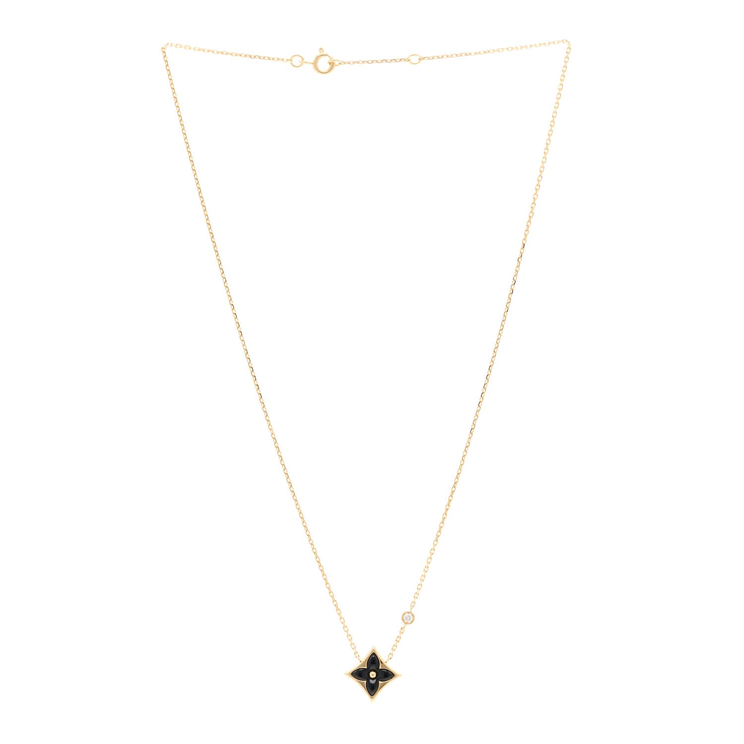 Louis Vuitton 18K Yellow Gold Diamond Black Onyx Color Blossom BB Star Pendant Necklace 3 of 5