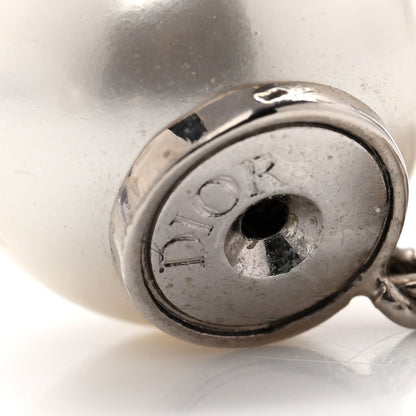Christian Dior Pearl Crystal Tribal CD Drop Earrings Silver 4 of 6