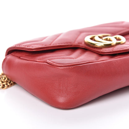 Gucci Calfskin Matelasse Super Mini GG Marmont Shoulder Bag Hibiscus Red 8 of 10