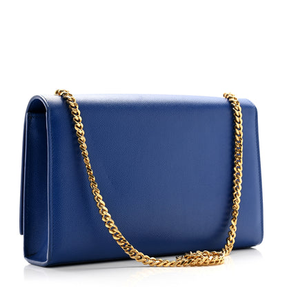 Saint Laurent Grain De Poudre Medium Classic Monogram Kate Satchel Flash Blue 3 of 11