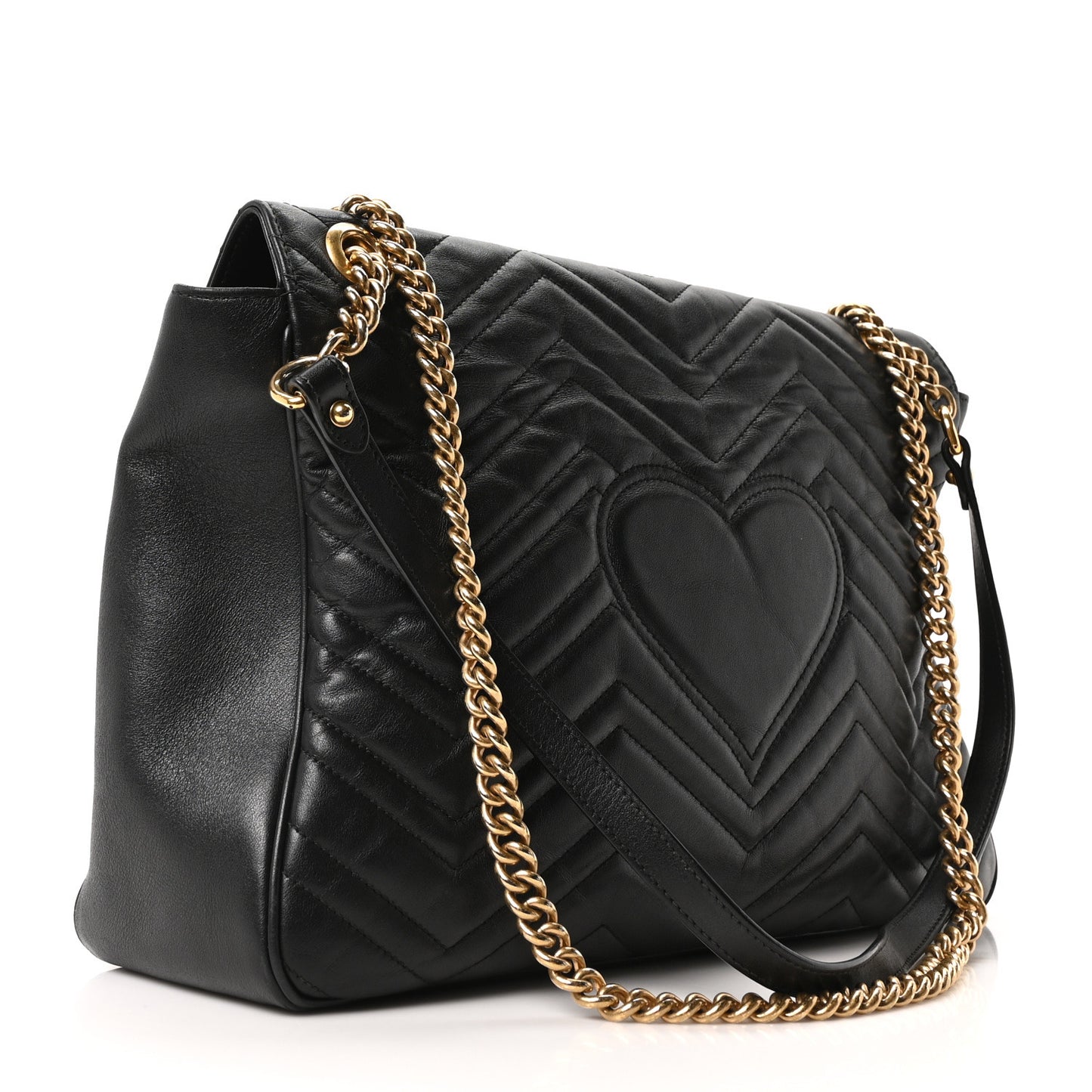 Calfskin Matelasse Large GG Marmont Shoulder Bag Black
