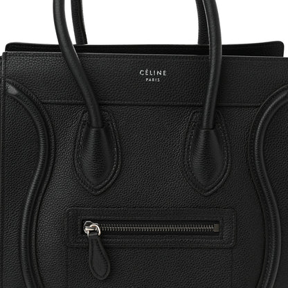 Celine Drummed Calfskin Micro Luggage Black 7 of 10