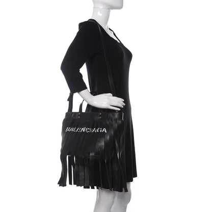 Balenciaga Calfskin XS Fringe Laundry Cabas Black 2 of 10