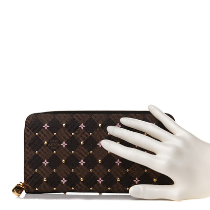 Louis Vuitton Damier Ebene Studded Zippy Wallet Rose Ballerine 2 of 8