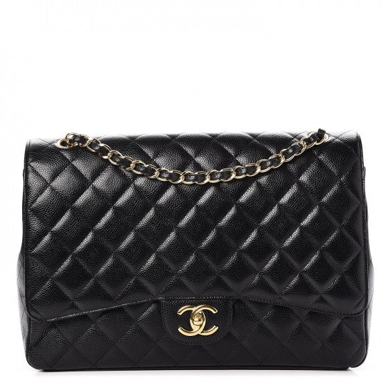 Caviar Quilted Maxi Double Flap Black